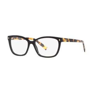 Prada PR 15ZV 3891O1 kadın kahverengi siyah dikdörtgen optik gözlük çerçevesi
