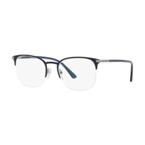 Prada PR 57YV 02N1O1 metal oval mavi erkek optik gözlük çerçevesi