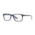 Prada PS 01LV TWY1O1 mat mavi dikdörtgen erkek optik gözlük çerçevesi