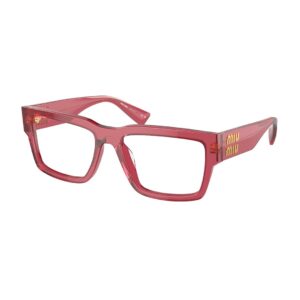 Miu Miu MU02XV 15Q1O1 şeffaf bordo dikdörtgen model kadın optik gözlüğü
